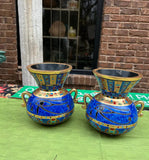 Pair of Egyptian Blue and Gold Vases