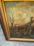 Large Framed Painting of Giraffes in Wild