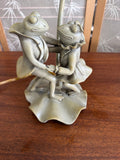 1970s Ceramic Vintage Dancing Frogs Table Lamp with Shade