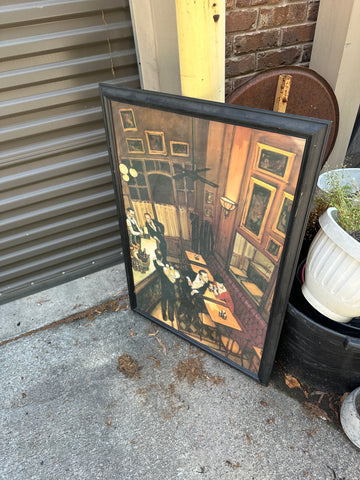 Vintage Restaurant Bar Scene Framed Print