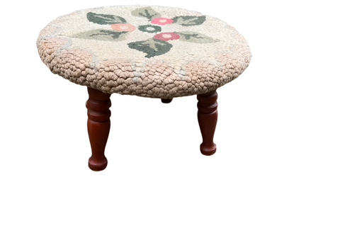 Needlepoint Petite Stool With Floral Details