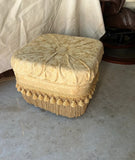 Yellow Covered Ottoman With Tassels
