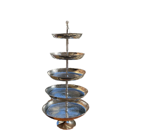 Large Silver Hand Hammered 5-Tier Caddy