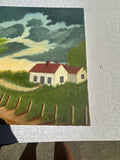 Farmhouse and Barn Countryside Landscape Painting on Canvas