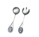 Pewter Pair of Serving Spoons With Ceramic Detail