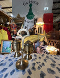 Pair of Brass Salt and Pepper Shakers on Stand