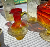Collection of Red and Yellow Glass Serving Pieces- Set of 6