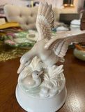 Vintage Ceramic White Duck and Duckling Music Box- Condition Issues