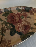 Gold Rimmed Floral Oval Decorative Tray