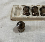 Collection of Sterling Silver Patina Small Salt Shakers With Tray- Set of 6