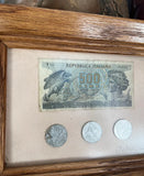 Vintage Framed Italian Currency Memorabilia