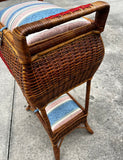 Large Woven Wicker Double Compartment Standing Sewing Basket