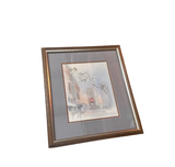 Signed and Framed Cityscape Drawing With Coca Cola Sign and Theater