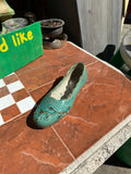 Ceramic Teal Woman's Flat Shoe Sculpture