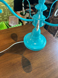 Bright Blue Multi-Light and Crystal Table Lamp