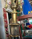 Tall Simple Black Vintage Table Lamp With a Wooden Base and Gold Details