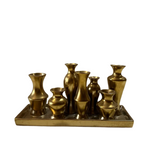 Gold Candleholders on Attached Tray