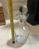 Mid-Century Glass Decanter With Stopper and Etched Bird Details