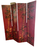 Red Wooden Painted Bamboo Screen