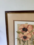 Antique Framed Signed Print of Pink Flower