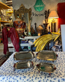 Collection of Four Nesting Bake Light, Silver MCM Footed Trays