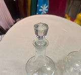 Pair of Crystal Glass Decanters and Cognac Glasses- Set of 4