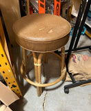 Brown Leather Covered Bamboo Bar Stool, Condition Issue on Seat