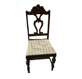 Vintage Wooden Chair With Blue Flower Accents