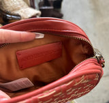 Red Woven Anthropology Crossbody Purse With Chain Strap