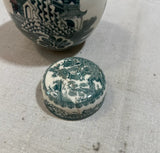 Small Teal and White English Jar