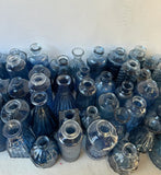 (Rentable Only) Collection of Blue Glass Miniature Vases for Party, Wedding, Photo Shoots- Set of 66