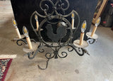 Vintage Black Metal Rustic Style Rooster Chandelier With Leaf Accents