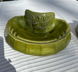 Pair of Ceramic Green and Brown Catchalls With Eagle Accents
