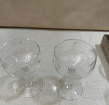 Pair of 1970s Champagne Glasses With Geometric Rose Designs