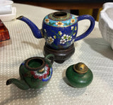 Miniature Cloisonné Set of Teapot and Vase
