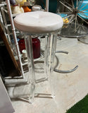 Vintage Lucite Tall Stool With White Cushion