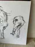 Front and Back Charcoal Drawings of Nude Figurative Models