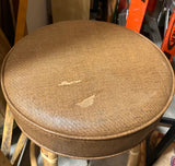 Brown Leather Covered Bamboo Bar Stool, Condition Issue on Seat
