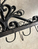 French Iron Scrolling Plant and Tea Cup Holder Wall Hanging