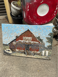 Abstract Painting of a Farm House on Canvas