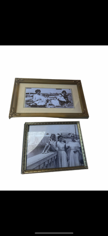 Pair of Vintage Family Prints in Gold Frames