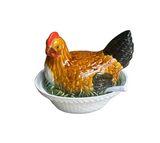 Majolica Style Hen Tureen With Ladle
