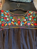 Oaxaca Large Hand, Embroidered Black Ladies Top