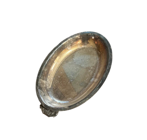Oval Silver Tray With Detailed Handles