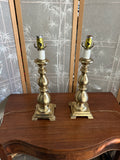 Pair of Vintage Heavy Brass Table Lamps