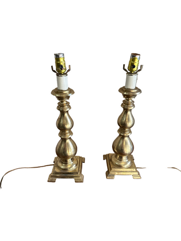 Pair of Vintage Heavy Brass Table Lamps