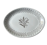 1970s White Ceramic Wheat Platter With Gold Details