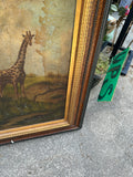 Large Framed Painting of Giraffes in Wild