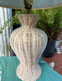 Vintage Wicker Lamp and Green Lampshade