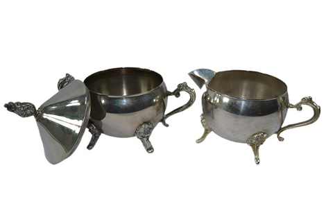 Silver Plated Sugar and Creamer - Set of 2 - FREE SHIPPING!